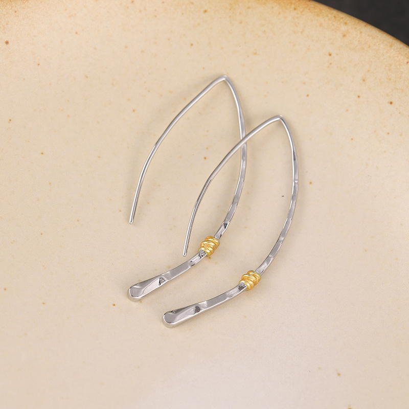 Women's Two-Tone Long-Line Stud Earrings, Fashionable